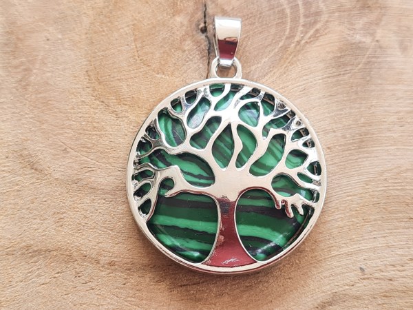 pendentif malachite et arbre de vie